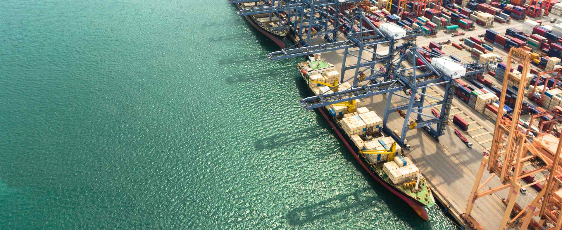 Port, cranes and ship